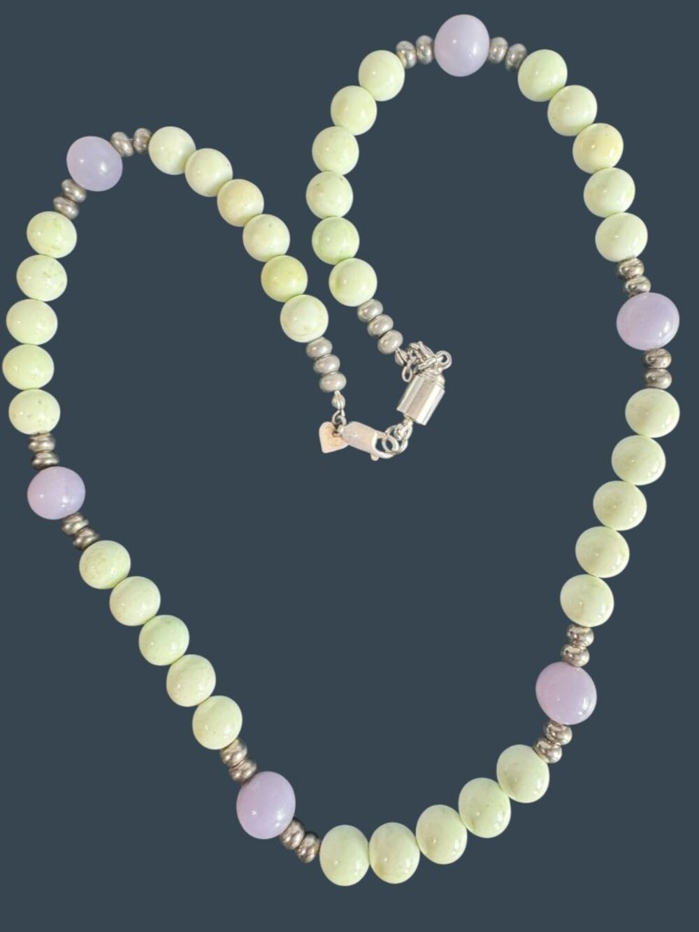 Jay King DTR Green Purple Gemstone Bead Necklace 23" 925 Sterling - Picture 3 of 9